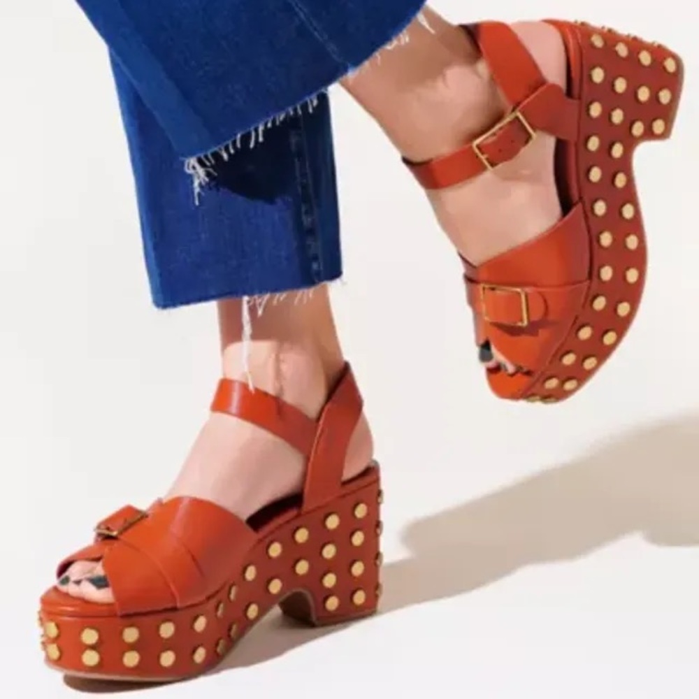 Charlotte Stone Raf Studded Platforms size 9 orange